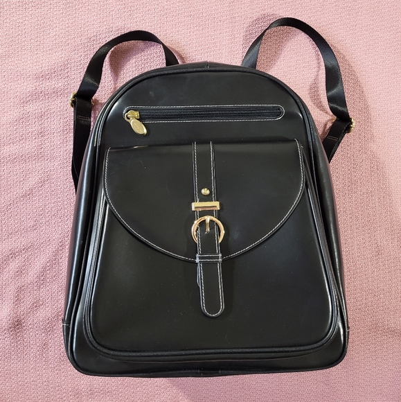 McKlein / Moline Leather Business Laptop Tablet Backpack Black Women's Bag - Picture 4 of 14